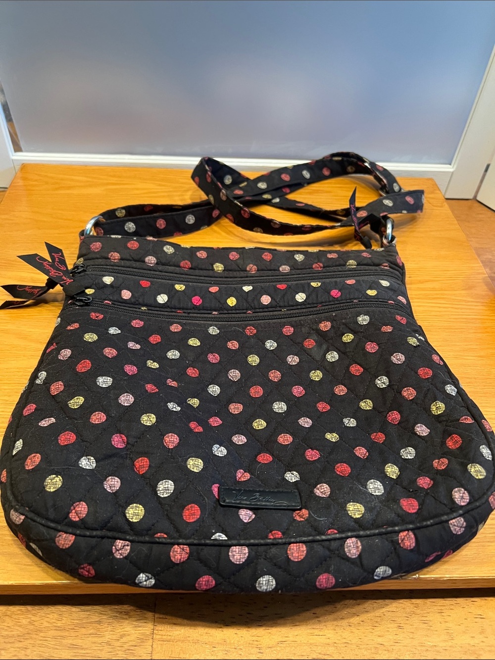 Vera Bradley Triple Zip Hipster Crossbody Bag Havana dots